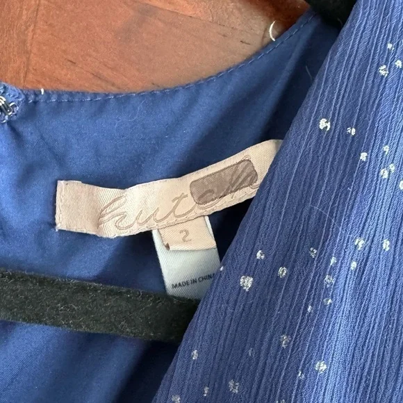 Hutch Tate Blue and gold speckle ruffle layered maxi dress - Picture 5 of 6